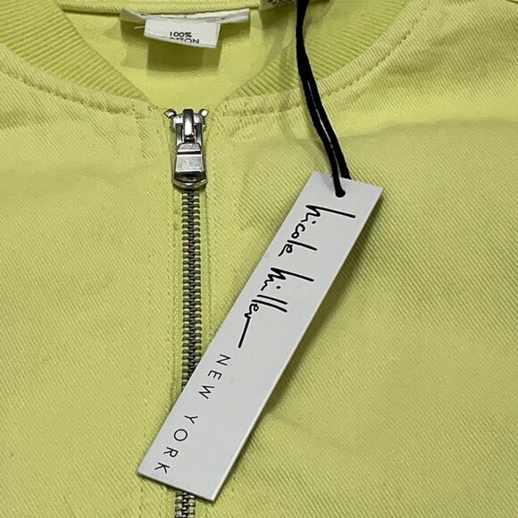 Nicole Miller Jacket Womens M Yellow Canvas Cropped Bomber Boxy Casual Vacation - Picture 3 of 8